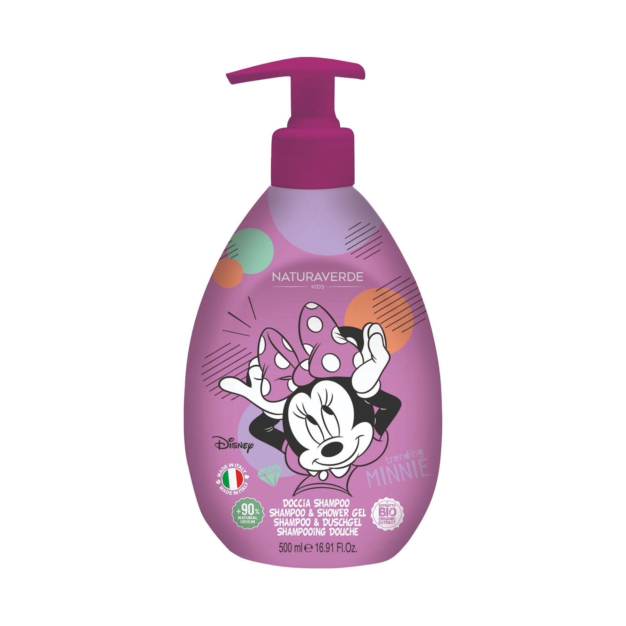 Дитячий гель для душу та шампунь Naturaverde Kids Disney Minnie Mouse Shampoo &amp; Shower Gel, 500 мл